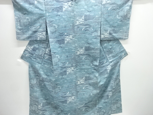 JAPANESE KIMONO / ANTIQUE HITOE KIMONO / SILK / TSUMUGI / WOVEN FLOWER